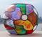 Art: Big Colorful Stained Glass Painted Globe Votive by Artist Diane G. Casey