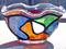 Art: Stained Glass Painted Rufflebowl by Artist Diane G. Casey