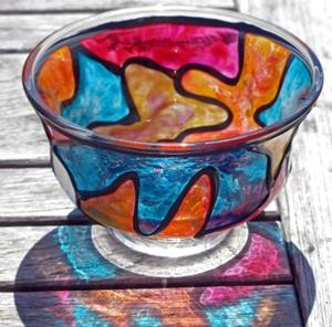 Detail Image for art As Deep As The Ocean (Stained Glass Painted Pedestal FingerBowl)