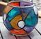 Art: Colorful Votive Candle Holder (ROUND GLOBE) by Artist Diane G. Casey