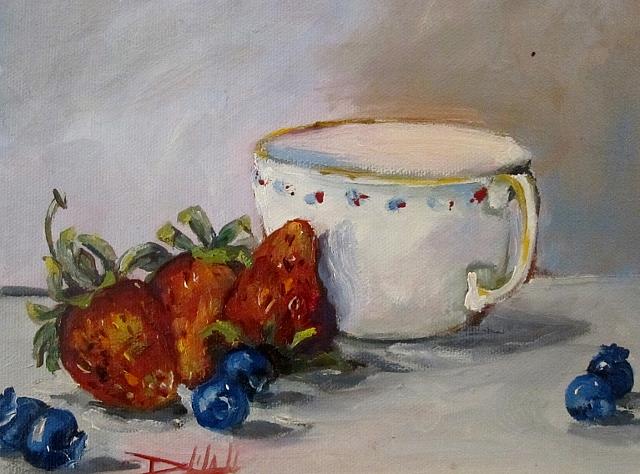 Art: Berries and Cup by Artist Delilah Smith