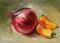 Art: Onion and Peppers - impressionist still live by Artist Karen Winters