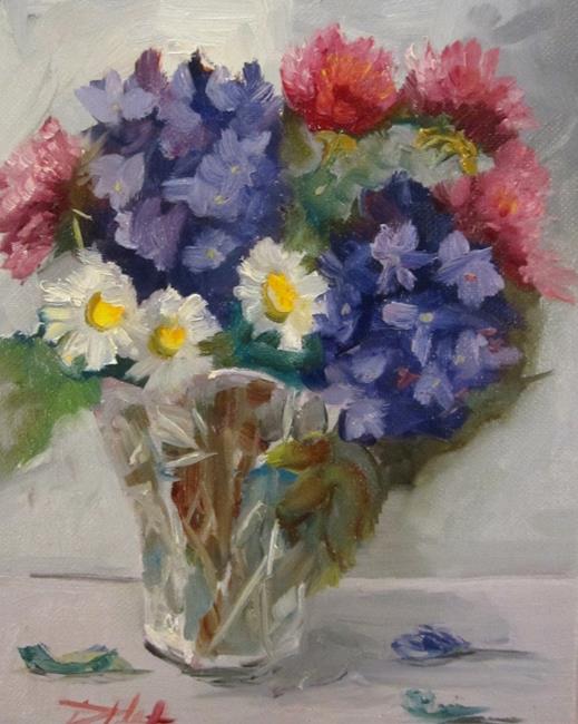 Art: Crystal Vase and Flowers by Artist Delilah Smith
