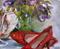 Art: Red High Heels and Lilacs by Artist Delilah Smith