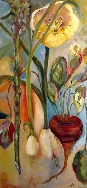 Art: Tulip and Roots by Artist Delilah Smith