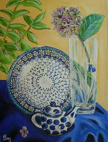 Art: Ode to Polish Pottery VII by Artist Heather Sims