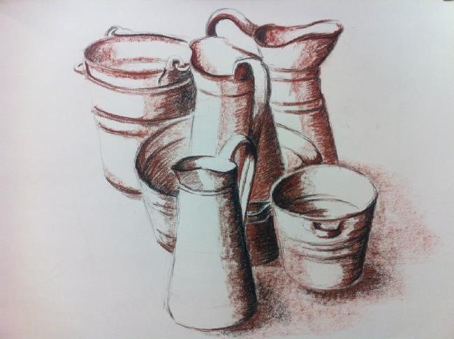 Still life in conte crayon - by Saskia Franken-Saers from Still lifes