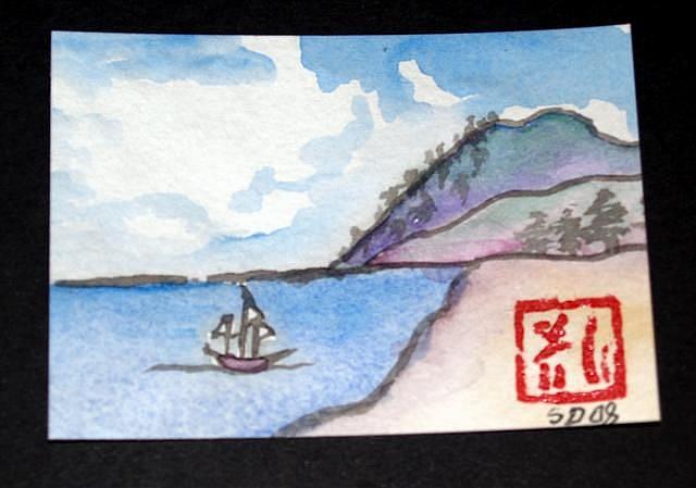 Art: Boat in Harbor by Artist Shari Lynn Schmidt