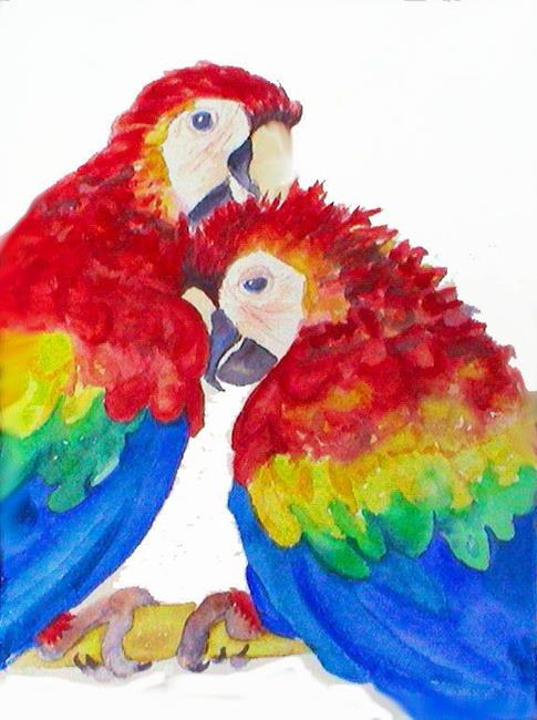 Art: A Little Higher - Scarlet Macaws by Artist Susie Barstow