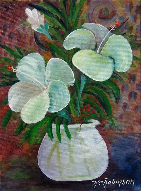 Art: White Hibiscus SOLD by Artist Ke Robinson