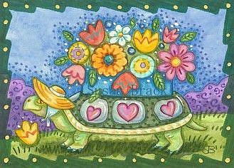 Art: FLOWER BOX TORTOISE by Artist Susan Brack