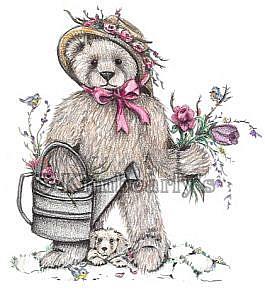 Art: Teddy Bear W/Watercan by Artist Kimbearly's Originals