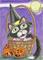 Art: The Witch's Black Cat's Easter Eggs & Basket - SOLD by Artist Kim Loberg