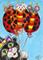 Art: The Witch's Black Cat and His Lady Bug Mouse Balloons - SOLD by Artist Kim Loberg