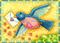 Art: A BLUE BIRD DELIVERY by Artist Susan Brack