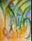 Art: Green Onions on Orange by Artist Delilah Smith