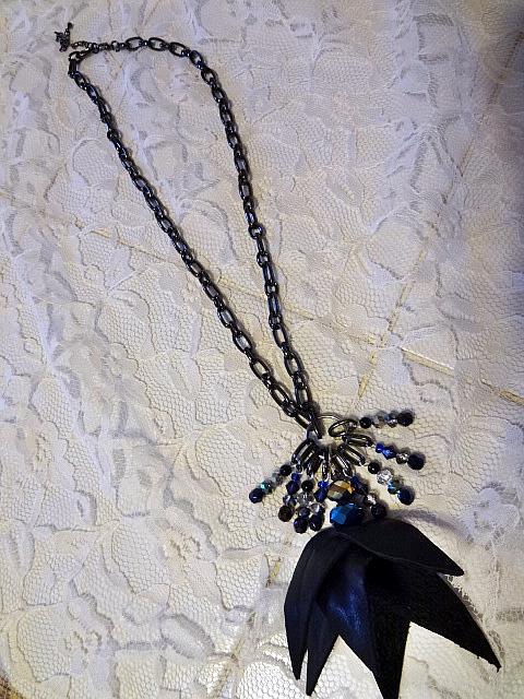 Art: Leather Center Necklace by Artist Vicky Helms