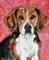 Art: Beagle with Red Wallpaper by Artist Melinda Dalke