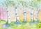 Art: Summer Birches ACEO watercolor by Artist Hannah Clements