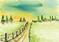 Art: Farm Road ACEO watercolor by Artist Hannah Clements