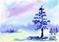 Art: Winter Pine ACEO watercolor by Artist Hannah Clements