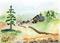 Art: Cabin ACEO watercolor by Artist Hannah Clements