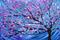 Art: Pink, Purple, & Blue Abstract Tree Painting by Artist Louise Mead