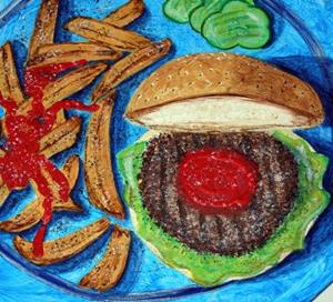 Detail Image for art Blue Plate Special 2 (Burger & Fries)