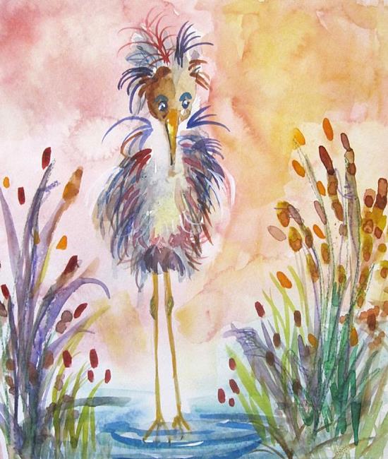 Art: Whimsical Heron by Artist Delilah Smith