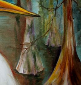 Detail Image for art WHITE EGRET IN CYPRESS