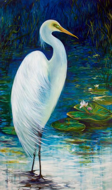 Art: SERENITY II GREAT WHITE EGRET OF FLORIDA by Artist Marcia Baldwin