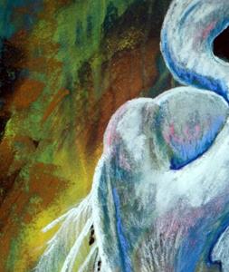 Detail Image for art GREAT WHITE HERON in PASTEL ABSTRACT