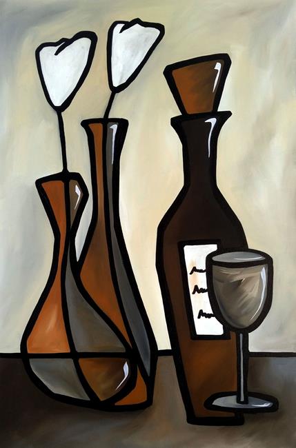 Art: Original Abstract Wine Art Elegent by Artist Thomas C. Fedro