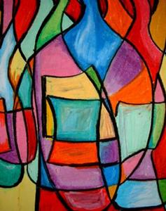 Detail Image for art Wine Bottles in the Red