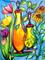 Art: Glass Bird Feeders in Spring by Artist Chris Jeanguenat