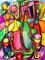 Art: City Sidewalk Cafe With Wine and Roses by Artist Chris Jeanguenat