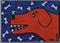 Art: Mini: Red Dog with Bones by Artist Jenny Doss