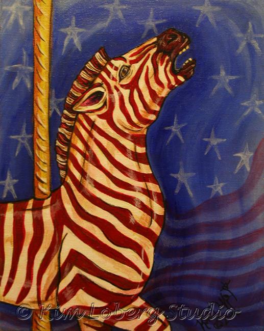 Art: Stripes Herschell-Spillman Zebra #1 by Artist Kim Loberg