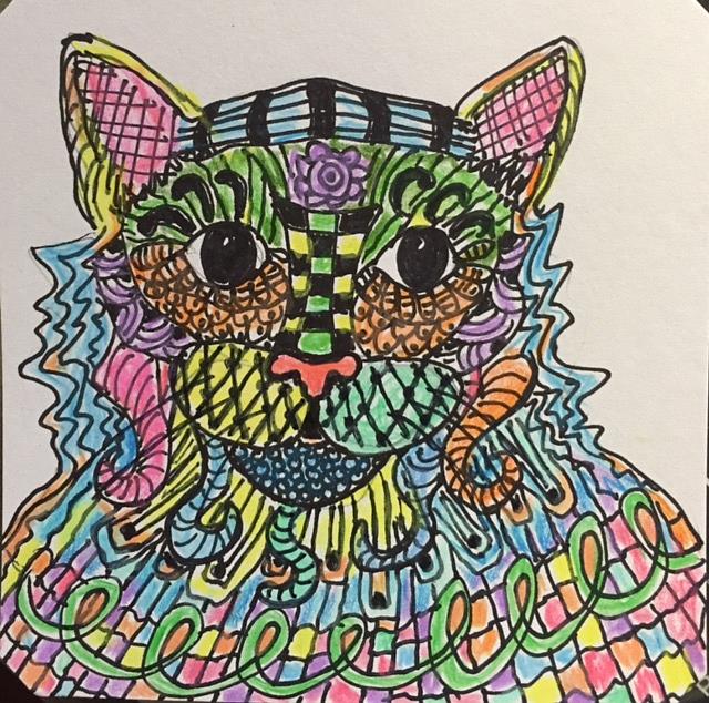 Art: Cat - Zentangle Inspired by Artist Ulrike 'Ricky' Martin