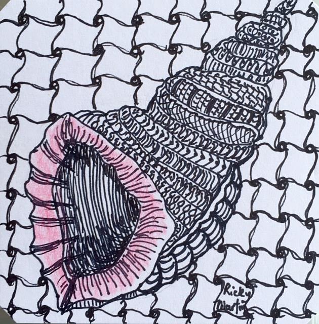 Art: Shell - Zentangle Inspired Art by Artist Ulrike 'Ricky' Martin