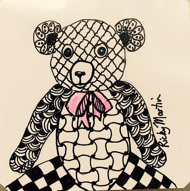 Art: Teddy Bear - Zentangle Inspired by Artist Ulrike 'Ricky' Martin
