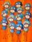 Art: 13 Blue Monkeys by Artist Veronique Perron