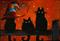 Art: Three Black Cats One Witch Hat by Artist Nico Niemi