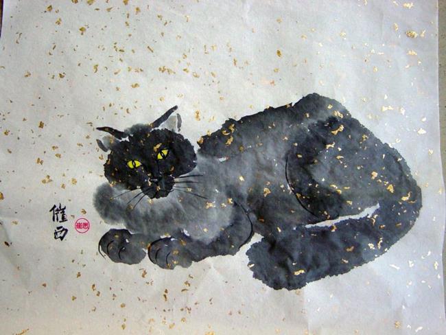 Black Cat - by Tracey Allyn Greene from chinese brush paintings