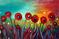 Art: RED POPPIES in SUNSET  by Artist LUIZA VIZOLI
