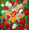 Art: RED YELLOW TULIPS on GREEN  by Artist LUIZA VIZOLI