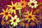 Art: YELLOW FLOWERS in PURPLE RAIN  by Artist LUIZA VIZOLI