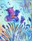 Art: PURPLE FLOWER on BLUE by Artist LUIZA VIZOLI