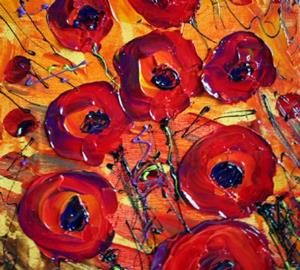 Detail Image for art RED POPPIES Impasto Oil Painting
