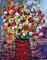 Art: Flowers Bouquet---GARDEN DELIGHT SERIA~~~ORIGINAL OIL PALETTE KNIFE  by Artist LUIZA VIZOLI